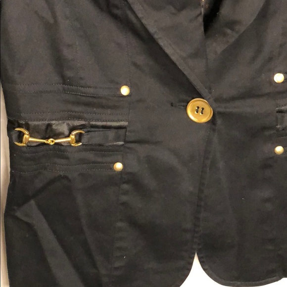 Seduction black blazer with gold buckle - Picture 2 of 8